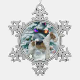 Adorno De Peltre Tipo Copo De Nieve Navidades de Wire Fox Terrier