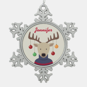 Adorno De Peltre Tipo Copo De Nieve Navidades Deer