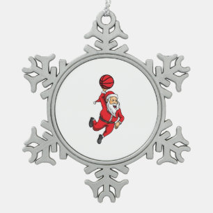 Adorno De Peltre Tipo Copo De Nieve Navidades del equipo de baloncesto de Santa Claus