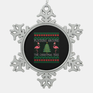 Adorno De Peltre Tipo Copo De Nieve Navidades divertidos Flamingo Navidades feos suéte