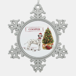 Adorno De Peltre Tipo Copo De Nieve Navidades divertidos: Perro y árbol dalmatianos