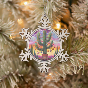 Adorno De Peltre Tipo Copo De Nieve Navidades en el desierto Saguaro Cactus al suroest