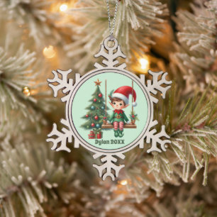 Adorno De Peltre Tipo Copo De Nieve Navidades festivos añaden el nombre de la fecha el