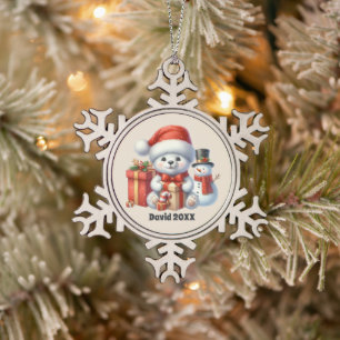 Adorno De Peltre Tipo Copo De Nieve Navidades festivos añaden nombre año oso polar