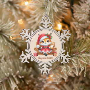 Adorno De Peltre Tipo Copo De Nieve Navidades festivos añaden nombre año zorro