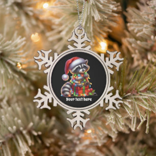 Adorno De Peltre Tipo Copo De Nieve Navidades festivos añaden raccoon de mensajes