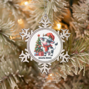 Adorno De Peltre Tipo Copo De Nieve Navidades festivos granja vaca agregar fecha de no