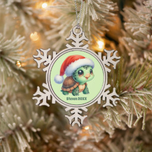 Adorno De Peltre Tipo Copo De Nieve Navidades festivos la tortuga agrega fecha de nomb
