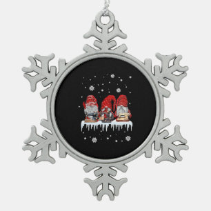 Adorno De Peltre Tipo Copo De Nieve Navidades Gnome Camisas Rojas Gnomies Máquina de c