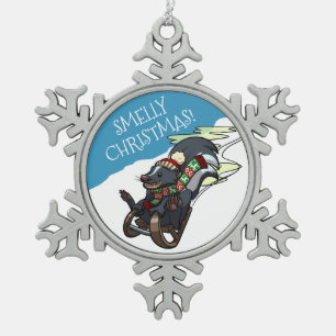 Adorno De Peltre Tipo Copo De Nieve ¡Navidades malolientes! Skunk En Un Personalizado