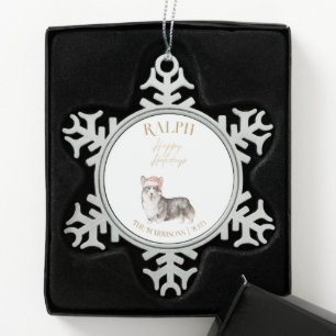 Adorno De Peltre Tipo Copo De Nieve Navidades Mascota Perro Corgi Snowflake Ornamento