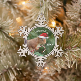 Adorno De Peltre Tipo Copo De Nieve Navidades Ornamento personalizado ardilla