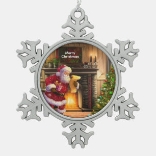 Adorno De Peltre Tipo Copo De Nieve Navidades Pewter Ornament