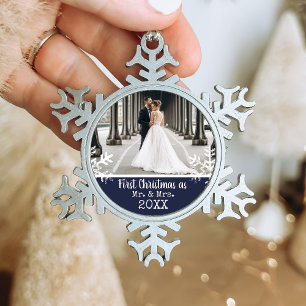Adorno De Peltre Tipo Copo De Nieve Navidades recién casados Fotografía de la Marina