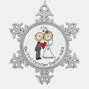Adorno De Peltre Tipo Copo De Nieve Navidades recién casados juntan ornamento de copos