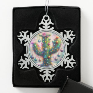 Adorno De Peltre Tipo Copo De Nieve Navidades Saguaro Cactus Whimsical Snowflakes