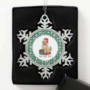 Adorno De Peltre Tipo Copo De Nieve Navidades Santa Goldendoodle (rojo dorado) Cute de