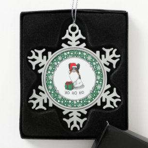 Adorno De Peltre Tipo Copo De Nieve Navidades Santa Hat Papillon (tricolor) Perro Cute