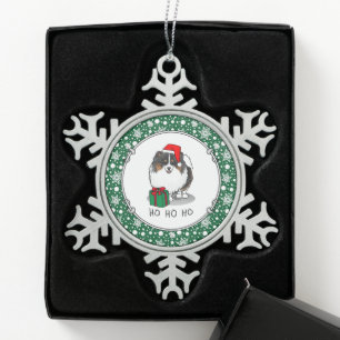 Adorno De Peltre Tipo Copo De Nieve Navidades Santa Hat Pomeranian (tricolor) Cute