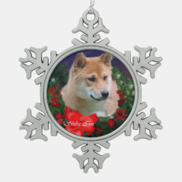 Adorno De Peltre Tipo Copo De Nieve Navidades Shiba Inu