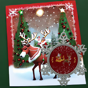 Adorno De Peltre Tipo Copo De Nieve Navidades Snowflake Santa Ho Ho Ho Ho Reindeer Sle