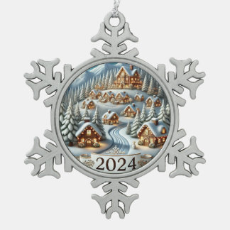 Adorno De Peltre Tipo Copo De Nieve Navidades Snowy 2024