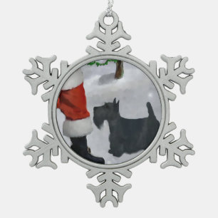 Adorno De Peltre Tipo Copo De Nieve Navidades Terrier de Escocia