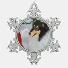 Adorno De Peltre Tipo Copo De Nieve Navidades Tri Color Collie