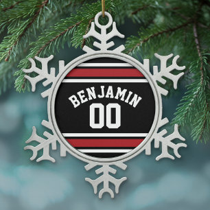 Adorno De Peltre Tipo Copo De Nieve Negro y rojo se divierte número conocido de