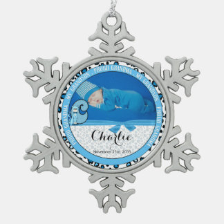 Adorno De Peltre Tipo Copo De Nieve Nieta orgullosa bebé Monograma azul C para gato