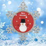Adorno De Peltre Tipo Copo De Nieve Nieve festiva navideña Navidad de invierno<br><div class="desc">Celebra tu alegría festiva de vacaciones con este divertido Feliz Navidad lindo invierno feliz muñeco de nieve y caída del diseño de nieve.</div>