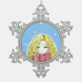 Adorno De Peltre Tipo Copo De Nieve Niña de nevada Adorno de copo de nieve