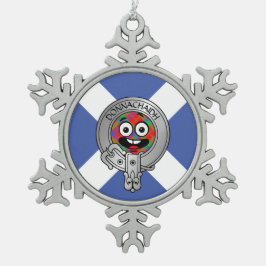 Adorno De Peltre Tipo Copo De Nieve Niños clan Donnachaidh Escudo y Tartán en Saltire
