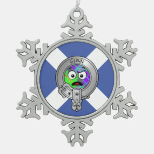 Adorno De Peltre Tipo Copo De Nieve Niños clan pistola Escudo y tartán en Saltire