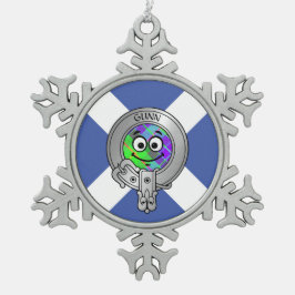 Adorno De Peltre Tipo Copo De Nieve Niños clan pistola Escudo y tartán en saltire Snow