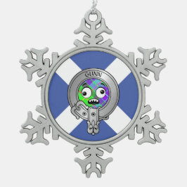 Adorno De Peltre Tipo Copo De Nieve Niños clan pistola Escudo y tartán en saltire Snow