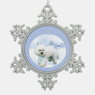 Adorno De Peltre Tipo Copo De Nieve Noel Bichon Frise - Personalizado