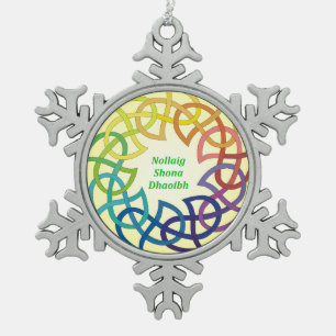 Adorno De Peltre Tipo Copo De Nieve Nollaig Shona Dhaoibh - copo de nieve irlandés de
