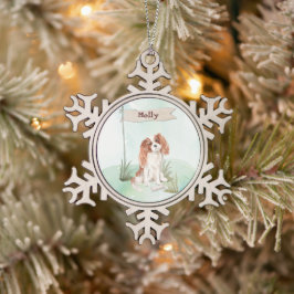 Adorno De Peltre Tipo Copo De Nieve Nombre personalizado Cavalier King Charles Spaniel