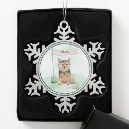 Adorno De Peltre Tipo Copo De Nieve Nombre personalizado Perro Mascota Norfolk Terrier