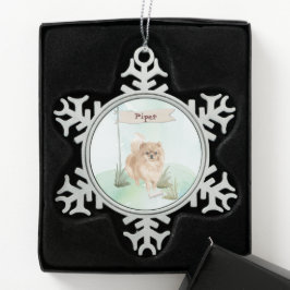 Adorno De Peltre Tipo Copo De Nieve Nombre personalizado Perro Mascota pommerano