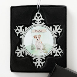 Adorno De Peltre Tipo Copo De Nieve Nombre personalizado Wire Haired Jack Russell Masc