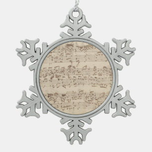 Adorno De Peltre Tipo Copo De Nieve Notas musicales antiguas - Hoja de música de Bach
