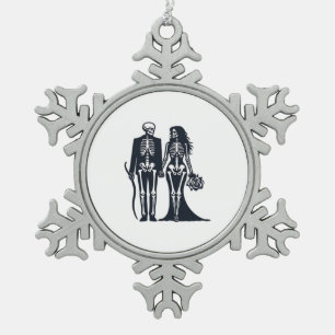 Adorno De Peltre Tipo Copo De Nieve Novia y Groom del Skeleton gótico - Hasta que la m