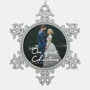 Adorno De Peltre Tipo Copo De Nieve Nuestra foto elegante del recuerdo del primer