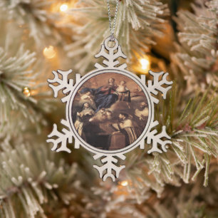 Adorno De Peltre Tipo Copo De Nieve Nuestra Señora del Monte Carmel 1641