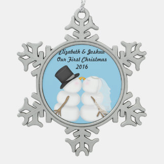 Adorno De Peltre Tipo Copo De Nieve Nuestro primer compromiso Boda casado de Navidad