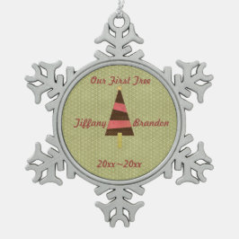 Adorno De Peltre Tipo Copo De Nieve Nuestro primer ornamento de Navidad de personaliza