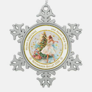 Adorno De Peltre Tipo Copo De Nieve Nuez de Cascabel Personalizada Ballet Navidad - Re