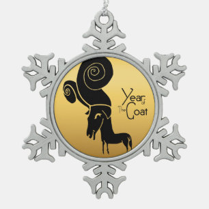 Adorno De Peltre Tipo Copo De Nieve Odd Gold Ram Goat Año Chino Ornamento Zodiac